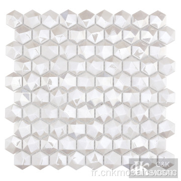 Mosaïque de diamant blanc hexagonal 3D pour mur d&#39;accent
